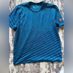 Under Armour Boys Youth Heatgear Teal Striped Tee XL